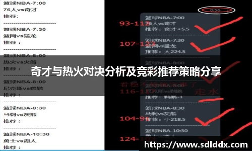 奇才与热火对决分析及竞彩推荐策略分享